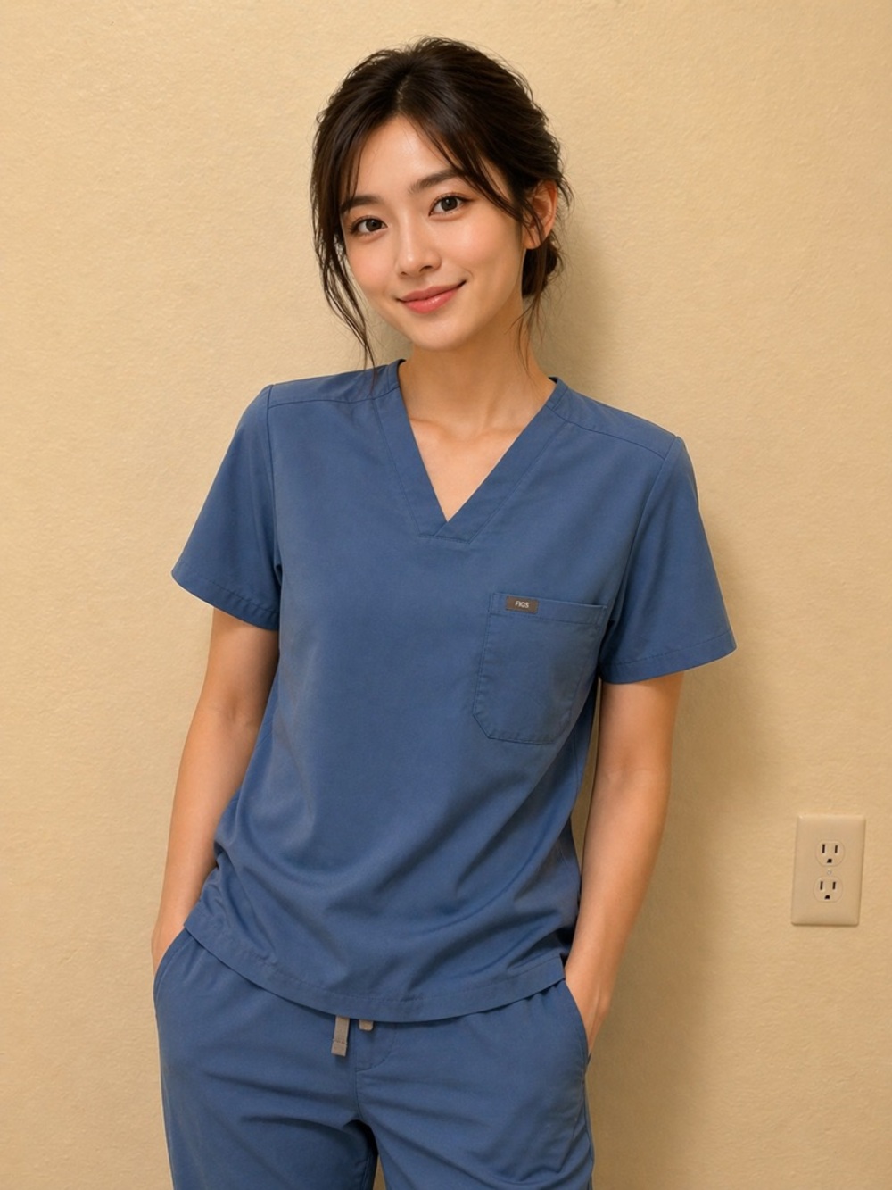 ✨Figs Unisex Slate Blue V-Neck Scrub Top